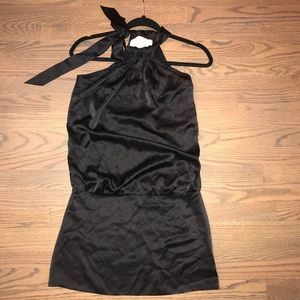 Ya-Ya Black Silk Tie Neck Dress